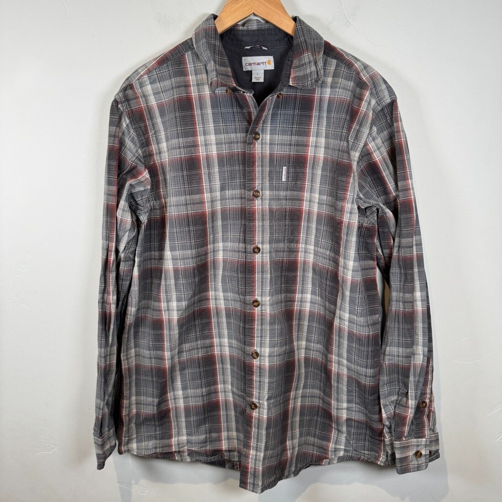 Carhartt Relaxed Fit Shirt Men's Size Large Plaid Retro 90s Rugged Brown Flannel